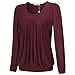 Simier Fariry Women's Long Sleeve Scoop Neck Tunic Pleated Front Blouse