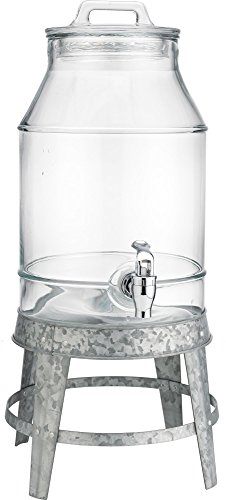 Classic Beverage Drink Dispenser Hammerd Durable Glass on galvanized Stand 3 Gallon with Spigot