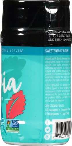SWEETLEAF STEVIA POWDER SHAKER JAR – ZERO CALORIE STEVIA SWEETENER, NO BITTER AFTERTASTE, PLANT-BASED SUGAR SUBSTITUTE FROM KETO, NON-GMO SWEET LEAF STEVIA, 4 OZ