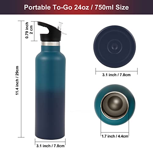 Neihepal 24oz Insulated Water Bottles Bulk 8 Pack,Stainless Steel