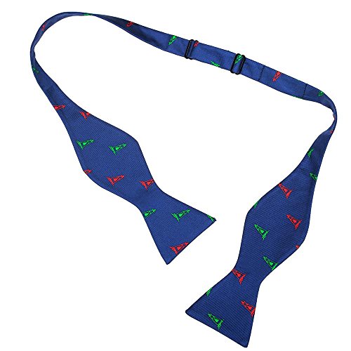 SummerTies Buoy Bow Tie - Green & Red on Navy, Printed Silk, Adult Tie Yourself Bow Tie