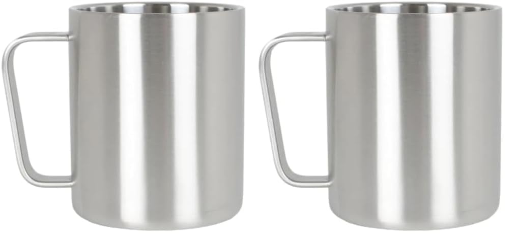 Lifeventure Stainless Steel Mug – Strong Corrosion Resistant Mug Ideal for Camping or Travel,Silver (Pack of 2)