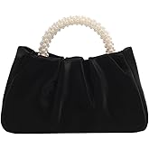 Beatfull Evening Purse Women Small Pearl Handbags Soft Leather Ruched Bag Wedding Bridal Clutch Party Prom Crossbody Purses