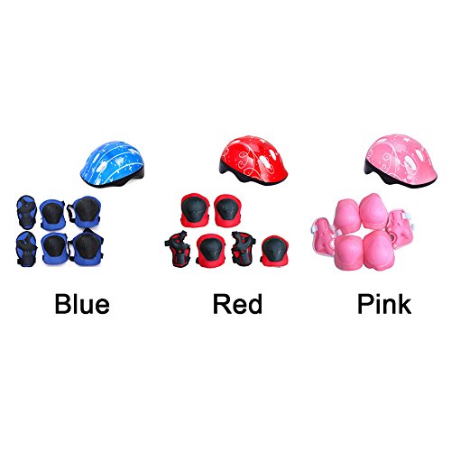 Tubwair 7 pcs Kids Protective Gear, Kid's Skateboard Helmet Set, Child's Adjustable Helmet, Knee Pads, Elbow Pads Wrist Guards and Adjustable Helmet Use for Scooter Cycling Skating(Pink) - Thumbnail 2