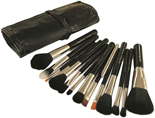 Urban Beuaty Makeup Brush Set with Storage Pouch Model (Black and Silver) - Pack of 15 Piece