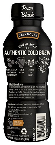 JAVA HOUSE Authentic Cold Brew Coffee, Colombian Black, 10 Ounce (Pack of 12) Ready to Drink