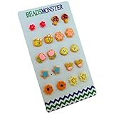 Color Cute Cartoon Magnetic Clip On Studs Earrings For Little Teen Girls Kids