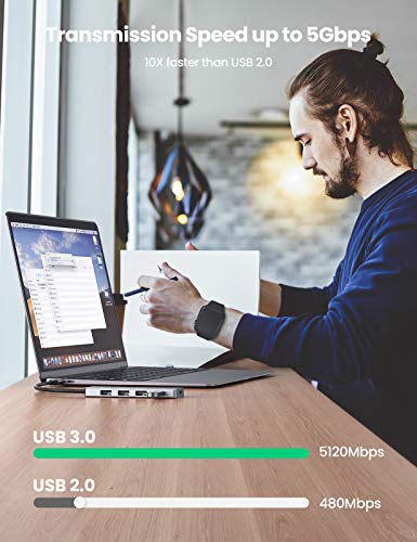 UGREEN USB C Hub, Slim Type C to 4 Port USB 3.0 Adapter, 5Gbps High-Speed Splitter Compatible with Thunderbolt 3 Macbook Pro iPad Pro Air XPS HP Envy Galaxy S22 and More - Image 3