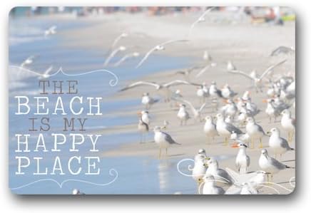 My Happy Place Beach Custom Doormat Indoor Outdoor Floor Mat by Rainy man 23.6 x 15.7 Inches