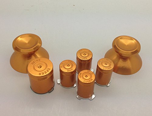 image for e-Mod New Custom Xbox 360 Metal Gold Thumbsticks & ABXY/Guide 9mm Bull