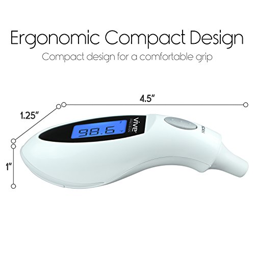 Vive Precision Tympanic Thermometer - Digital In Ear Temperature, Fever Checker for Baby, Kids, Adults - Accurate Mini Medical Quick Reading Device For Infant Babies, Elderly Senior, Pet, Dog, Cat - Thumbnail 3