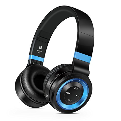 Wireless Headphones, Sound Intone P6 Stereo Bluetooth Headphones with Microphone Over-ear Foldable Portable Music Headsets for Cellphones Laptop Tablet TV Headphones (Black Blue)