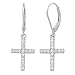 Kooljewelry Sterling Silver and Cubic Zirconia Cross Dangle Earrings