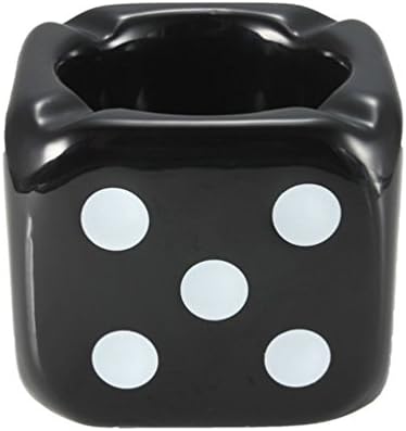 Wujee Stylish Ceramic Ashtray - Creative Dice Smoking Ash Tray - Classy Home Office Decor (Black)