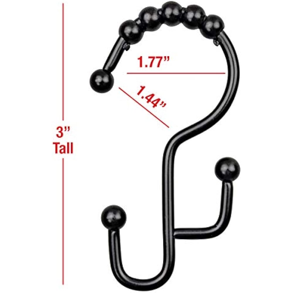 2lbDepot Shower Curtain Hooks Rings Black Finish Premium 18/8