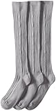 Jefferies Socks Big Girls'  School Uniform Acrylic Cable Knee High  (Pack of 3), Grey, Medium