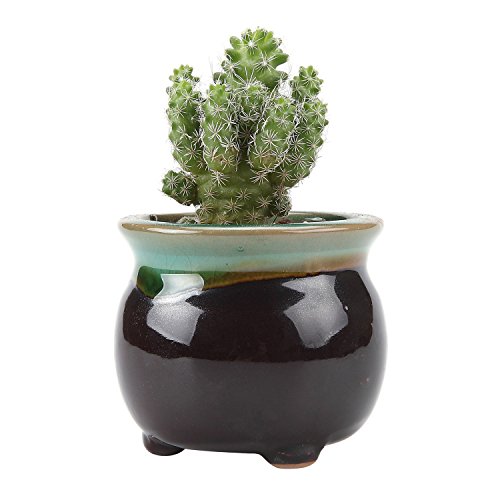 T4U 2.5 Inch Ceramic Flowing Glaze Black Base Serial Open Mouth Shape