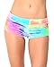 iHeartRaves Rainbow Tie Dye Velvet Booty Shorts Bottoms (Large)