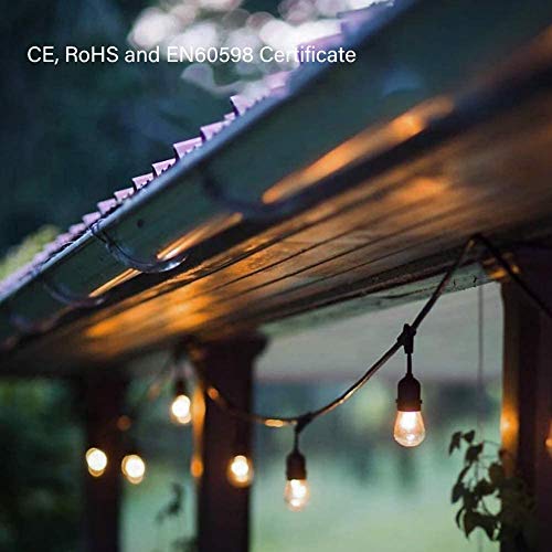 Lichtketting gloeilamp LED retro, 48ft IP65 waterdicht 15 2W LED-lampen E27 op warm wit 2700K verlichting met netvoeding… - Afbeelding 7