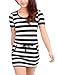 Allegra K Woman Scoop Neck Drawstring Waist Mini Dress S Black White