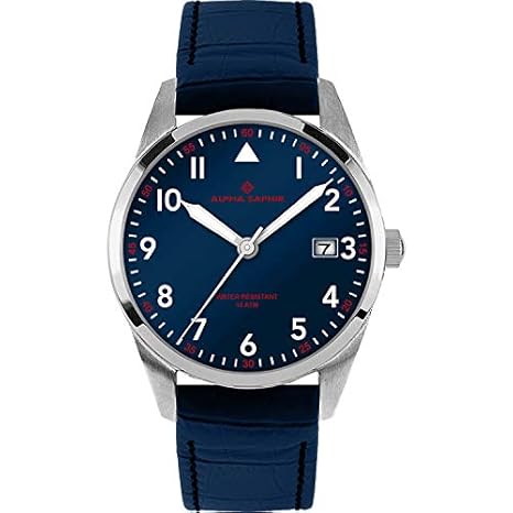 Uhr - Alpha Saphir 385C - Quarz Leder blau