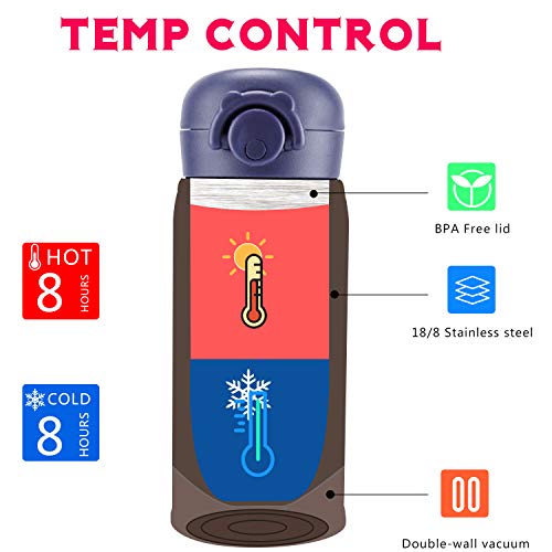 EsOfficce Water Bottle Thermoses,Stainless Steel Vacuum Insulated Keep Hot Cold Thermal Flask,Leak Proof BPA Free Thermal Cups for Kids Adult Office School Indoor Outdoor,12oz,Starry Gradient Red - Thumbnail 3