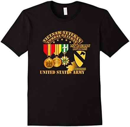 Mens Vietnam Veteran - w Medals - VN - 1st Cav Division Tshirt 2XL Black