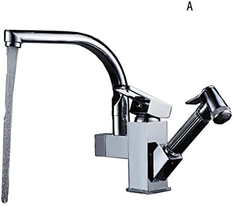 Kitchen faucet RXL Pull-out faucet Hot and cold water faucet Kitchen sink all bronze Telescopic Rotatable stainless steel Sink sink faucet (Size : A)