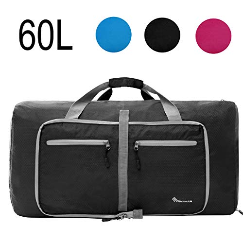 Dimayar 60L Packable Travel Duffle Bag,Unisex Foldable Duffel Bag Large Lightweight Travel Bag Black
