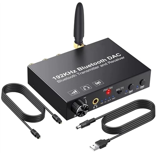 BAISHUN Bluetooth Transmitter Receiver for TV - 192khz DAC Optical Coaxial L/R Wireless Audio Adapter for Home Stereo Headphones Speakers Home Theater/PC Car, Pair 2 Devices aptX Low Latency HD
