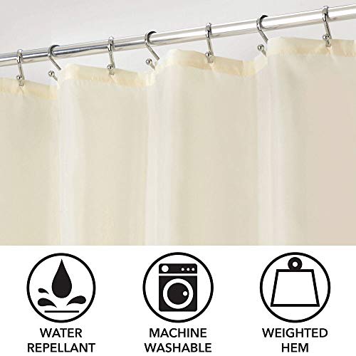 mDesign Extra Wide Heavy Duty Flat Weave Fabric Shower Curtain, Liner
