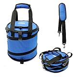 24 Can Pop Up Cooler Bag, Collapsible Insulated Tote with Shoulder Strap | Portable Waterproof Nylon Folding Ice Chest for Hiking, Camping, Travel, Picnic, BBQ | Window Flap & Bottle Opener