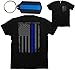 Thin Blue Line Flag Leo Police Support Front & Back Men's T-Shirt & Keychain Gift Black (Large)