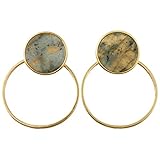 SUNYIK Gemstone Stud Earrings for Women,Ear Jacket,Geometric Shapes,One Earring for 2 Way Wear