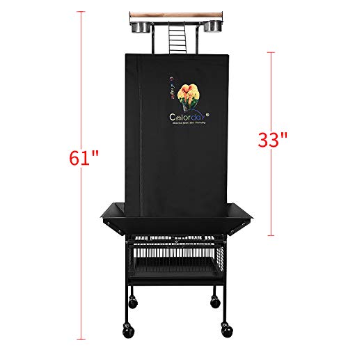 Colorday Good Night Bird Cage Cover for Large Bird Cage with Play Top (61″, Black)