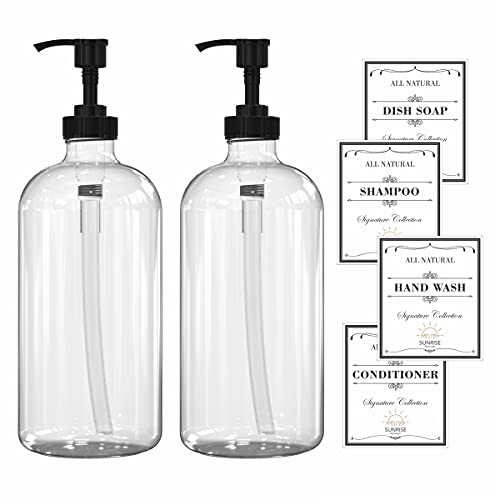 Sunrise Premium 16 OZ Clear Glass Soap Dispenser with Plastic Pump 2