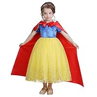 HNXDYY Princess Snow White Costume Girls Party Carnival Dresses Match Shawl Size (110) 3-4 Years Yellow