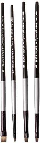 F & M Brush Company Shader 2, 4, 6 & 8 Black Silver Short Handle Set 4/Pkg