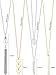 Long Pendant Necklace Set, Layer Simple Bar Necklace Tassel Y Strands for Women (Style 3, 4 Pieces)