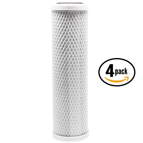 Culligan 4-Pack Replacement Activated Carbon Block Filter - Universal 10 Inch Compatible with HF-360 Whole House Sediment Filter Clear Housing