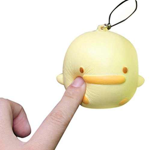 Inverlee Squishy Cute Yellow Duck Bread Phone Straps Slow Rising Bun Charms Gifts Toys (A)