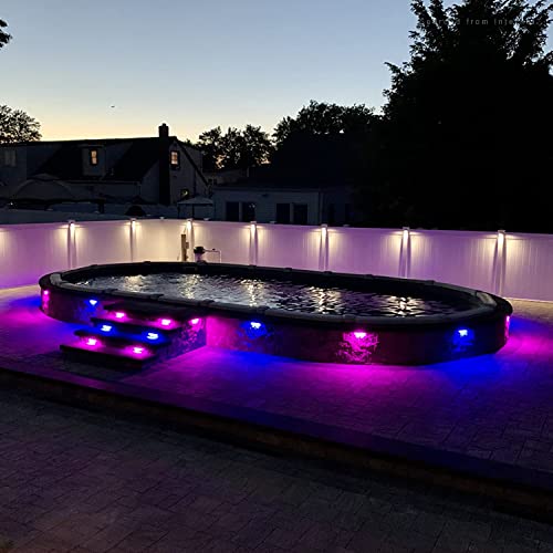 LEONLITE 8Pack 7 Inch 3W RGB LED Hardscape Lighting, Retaining Wall