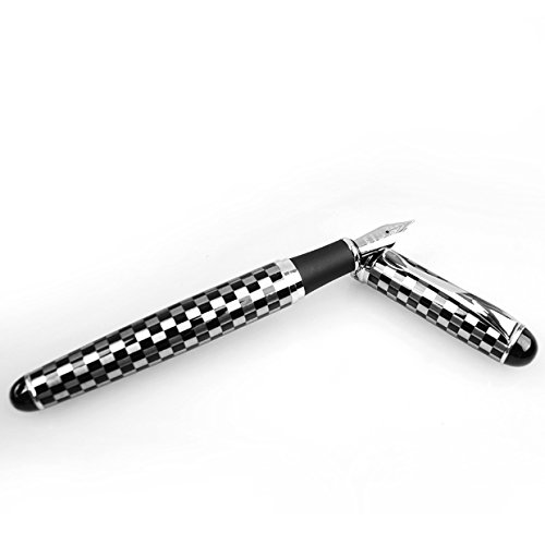New Jinhao Black & Silver Square Pattern Executive Fountain Pen Smooth Writing Office Supplies