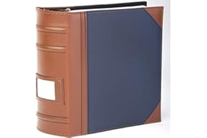 KLEER VU Executive Binder, English Leather 2 Tone with Stitching and Ribbed Spine, Heavy Duty 3 D-Ring with Memo Tag, Blue (3" inch, 1PK)