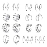 JOERICA 8 Pairs Cuff Earrings for Women Girls Silver-tone
