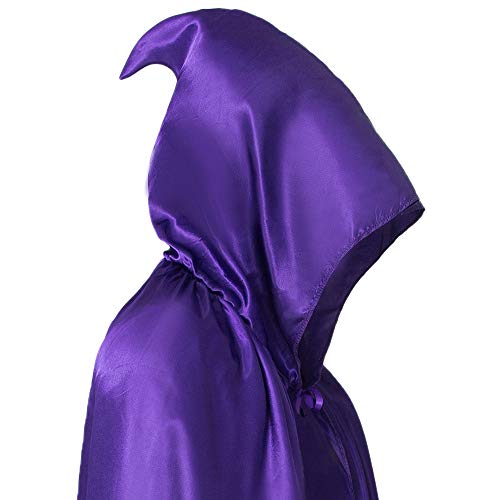 ALIZIWAY Unisex Hooded Cloak Cape with Hood Halloween Cosplay Costume Y002PXL Purple - Thumbnail 3