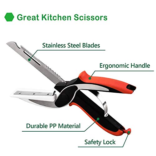 Clever Cutter, Food Chopper, Food Scissors with Cutting Board 6 in 1