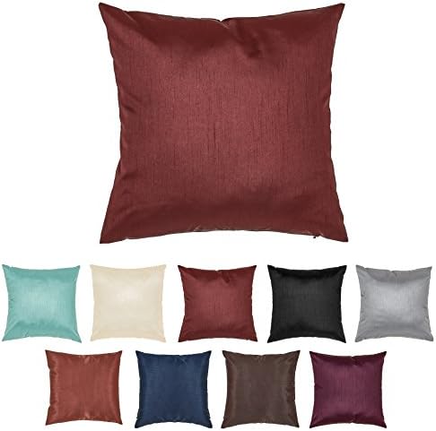 DreamHome 24 X 24 Inches Faux Silk Decorative Euro Pillow Cover/Sham (Burgundy)
