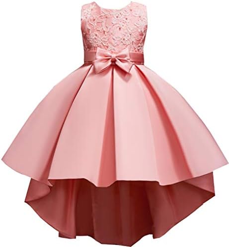 Shiny Toddler Little/Big Girls Pleated Beaded High-Low Applique Embroidered Flower Girl Pageant Dance Party Dress