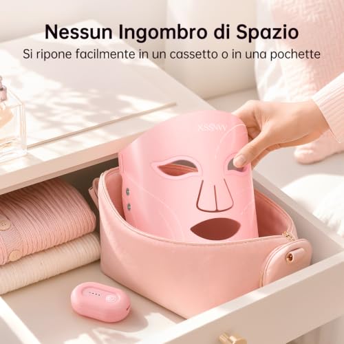 XSSNVV LED Face Mask with Red Light and 272 Infrared LEDs 850nm NVV04 | Multi-Color LED Face Mask, Wireless and Rechargeable, Flexible Silicone for Home Skin Care